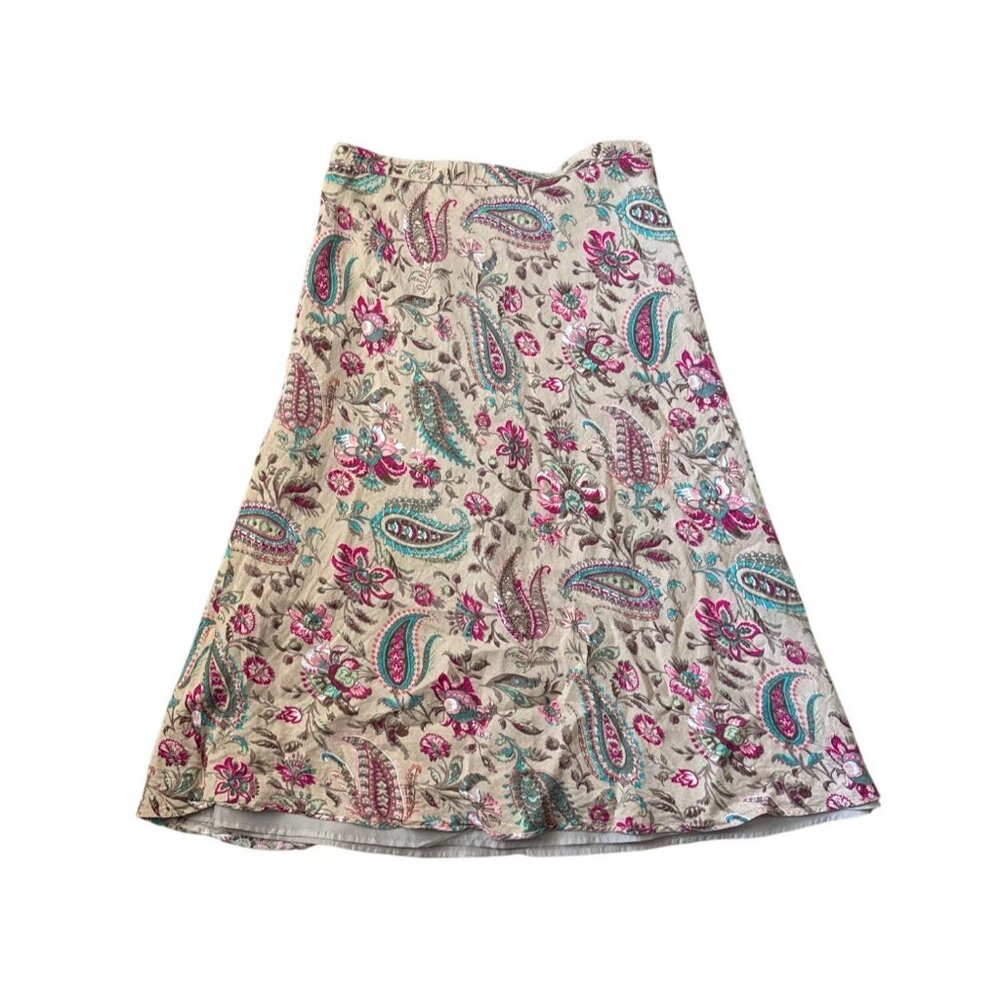 VTG‎ East 5th Women's Size 14W Linen Rayon High Waisted Maxi Skirt Fairy Boho